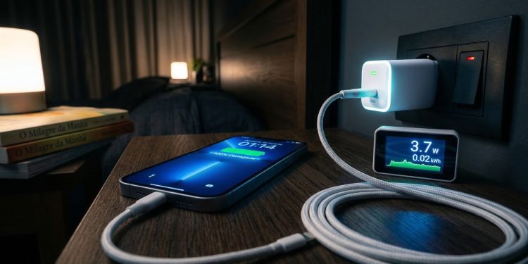 Quanto custa carregar o celular na tomada a noite toda sem precisar