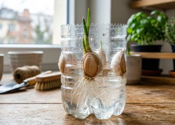 O truque simples com garrafa que o faz alho criar raízes fortes antes de ir para o vaso