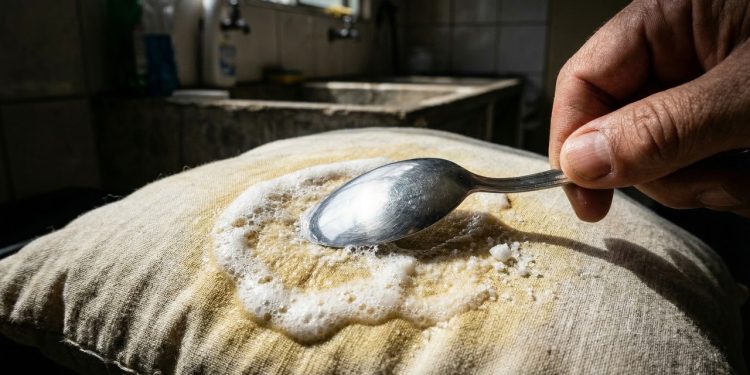 Colher na mão e uma mistura simples fazem o amarelado da almofada desaparecer sem esforço