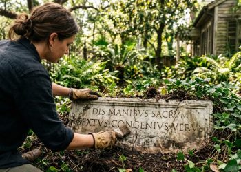 Uma família encontra uma pedra misteriosa no quintal e descobre que se trata de um tesouro arqueológico.