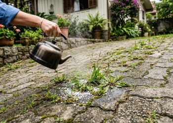 Esqueça os produtos químicos e o vinagre: todas as ervas daninhas entre as pedras da calçada desaparecerão em 3 dias com este truque barato