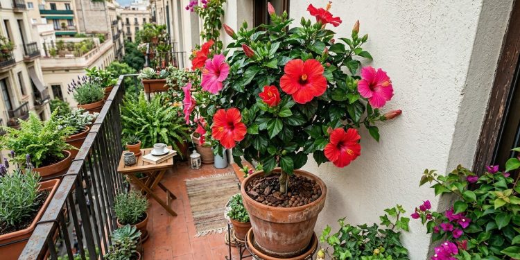 O cultivo dedicado do hibisco em recipientes cria um refúgio natural incrivelmente cheiroso sem exigir um quintal de terra enorme na sua casa
