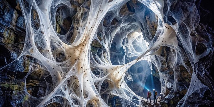 Teia de aranha gigante descoberta em caverna grega