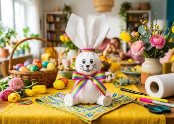 O coelhinho de Páscoa com papel toalha que encanta qualquer criança na decoração de casa