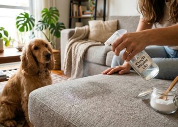 Uma mistura natural para eliminar o cheiro de cachorro do sofá sem precisar lavar as almofadas