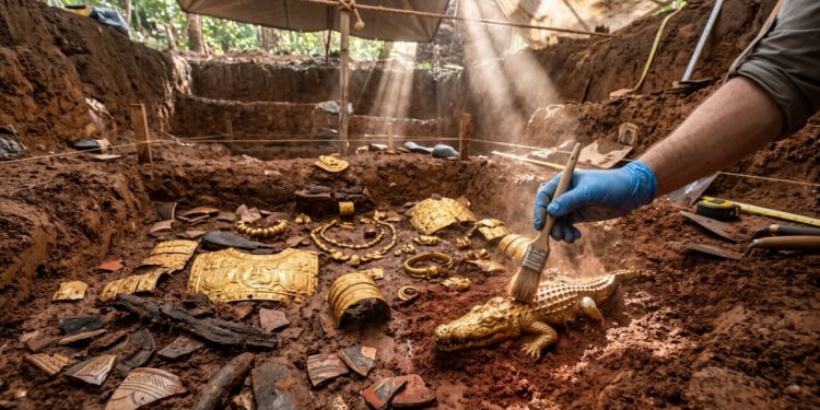 Escavações no Panamá revelam tumba de elite com imenso tesouro em ouro
