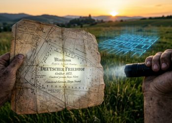 Um cemitério “alemão”, representado num mapa do século XIX, foi descoberto por arqueólogos