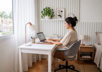 Com apenas R$ 1 mil, essa dupla reformou um quarto inteiro para trabalhar em home office