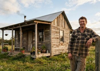 Homem construiu casa pequena no sítio usando madeira reciclada e gastou menos que o valor de um carro usado
