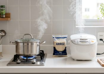 Quanto gasta cozinhar arroz todos os dias no fogão a gás ou usar panela elétrica
