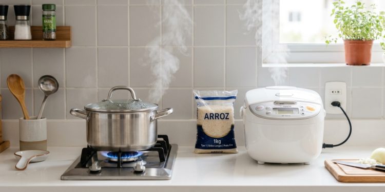 Quanto gasta cozinhar arroz todos os dias no fogão a gás ou usar panela elétrica