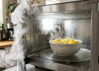 Como limpar o interior do micro-ondas com limão e bicarbonato sem precisar esfregar