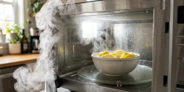 Como limpar o interior do micro-ondas com limão e bicarbonato sem precisar esfregar