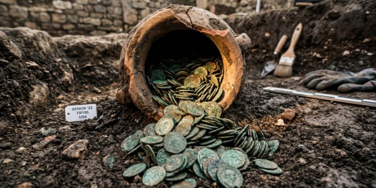 Milhares de moedas romanas foram encontradas escondidas sob o piso de casas antigas