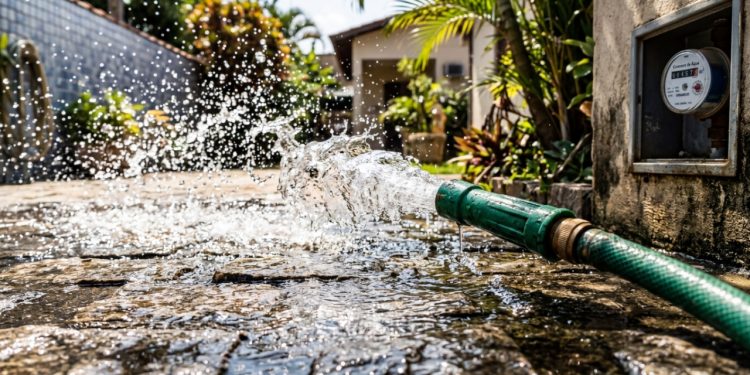 Quanto aumenta na conta de água usar mangueira para limpar quintal 3 vezes por semana