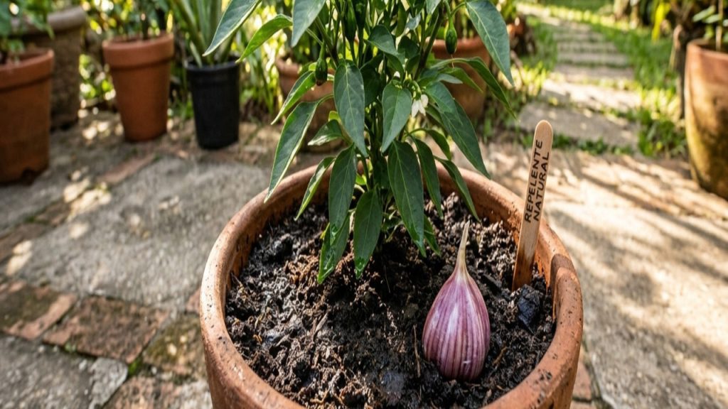 dentes de alho nas plantas