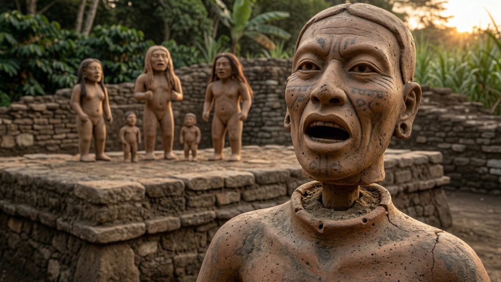 Arqueólogos desenterraram antigos bonecos de barro com bocas abertas e cabeças removíveis que "se assemelham a bonecas de brinquedo modernas"