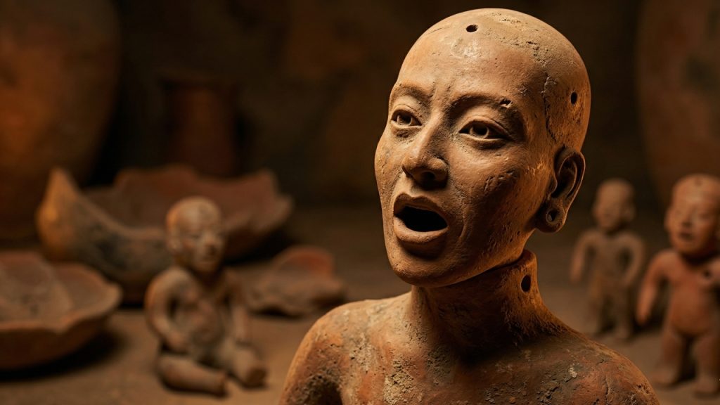 Arqueólogos desenterraram antigos bonecos de barro com bocas abertas e cabeças removíveis que "se assemelham a bonecas de brinquedo modernas"
