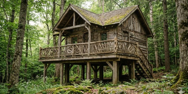 A cabana nasceu da floresta com ritmo lento e trabalho manual