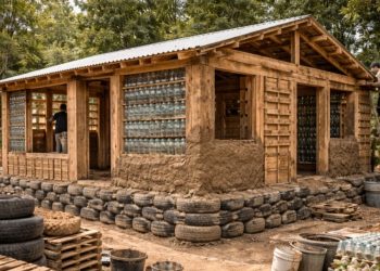 Materiais que iriam para o lixo ganham nova vida na construção de casas