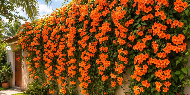 A trepadeira que cobre muros de cor em poucos meses e transforma seu jardim o mais disputado pelos beija-flores