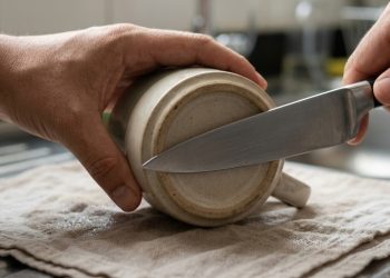Diga adeus aos legumes esmagados: este truque para afiar a faca na caneca vai salvar o seu almoço