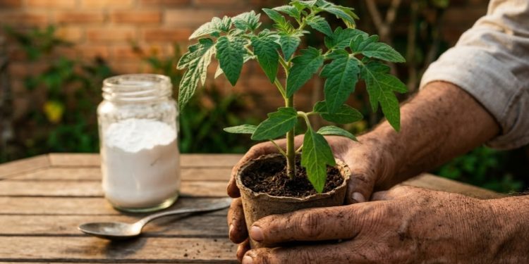 O segredo que jardineiros experientes usam há gerações para fortalecer mudas de tomate é simples, barato e está provavelmente na sua cozinha agora mesmo: o amido de batata