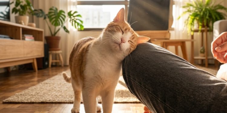 Sabe aquele momento em que os gatos esfregam a cabeça na sua perna como se dessem uma cabeçada carinhosa?