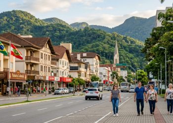 Fundada por 54 alemães em 1860, a cidade de 155 mil moradores que lidera o ranking nacional de segurança a 99 km da capital