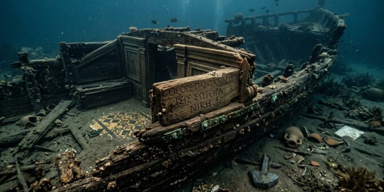 Antigo barco de festa luxuoso de 2.000 anos é encontrado a apenas sete metros de profundidade próximo de Alexandria