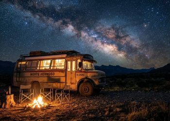 Nove amigos que transformaram um ônibus em motorhome e cruzaram 600 quilômetros até Neuquén, na Argentina