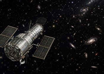 Telescópio espacial observa um campo amplo de galáxias no universo profundo.