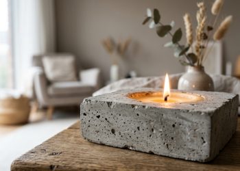 Um castiçal de concreto super fácil de fazer que deixa qualquer sala um luxo