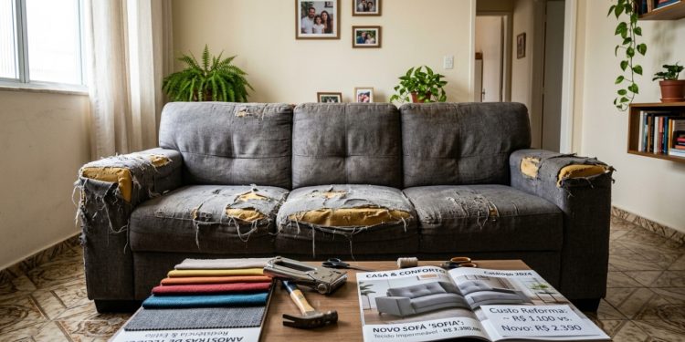 Quanto custa reformar sofá rasgado na sala ou comprar um modelo novo que não mancha fácil
