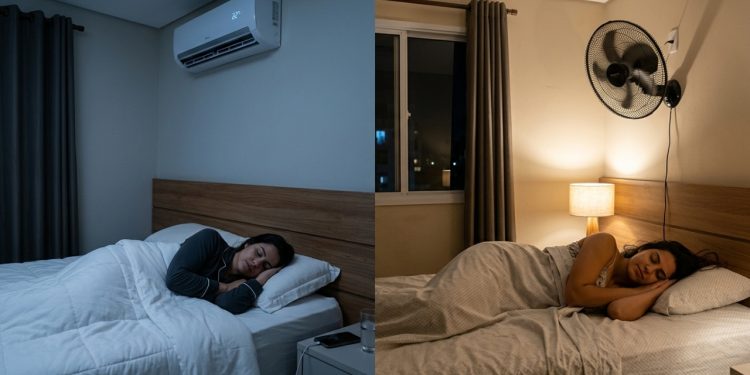 Ar-condicionado no mínimo gasta mais do que ventilador ligado a noite inteira