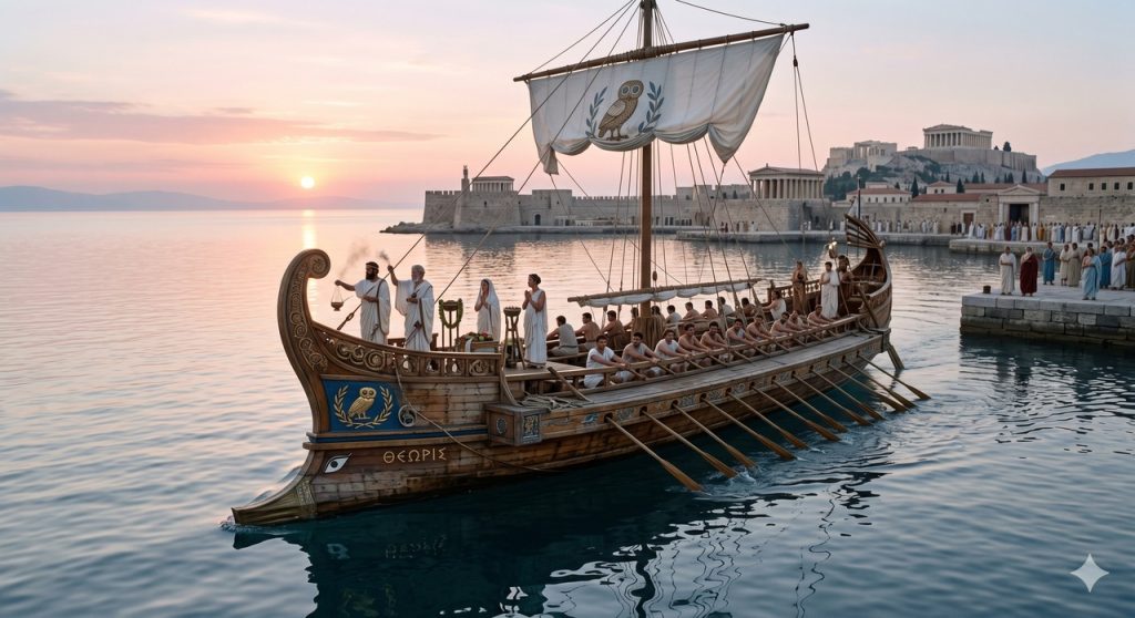Navio sagrado rumo a Delos ajuda a explicar por que a execução de Sócrates não foi imediata.