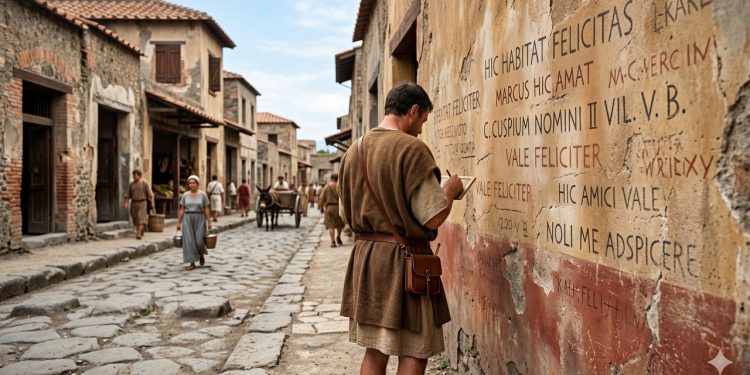 Grafites em uma parede de Pompeia revelam o lado mais cotidiano e humano da cidade romana.
