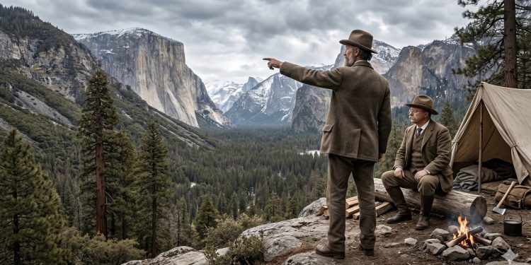 John Muir mostra a paisagem de Yosemite a Roosevelt em um encontro marcante para a conservação.