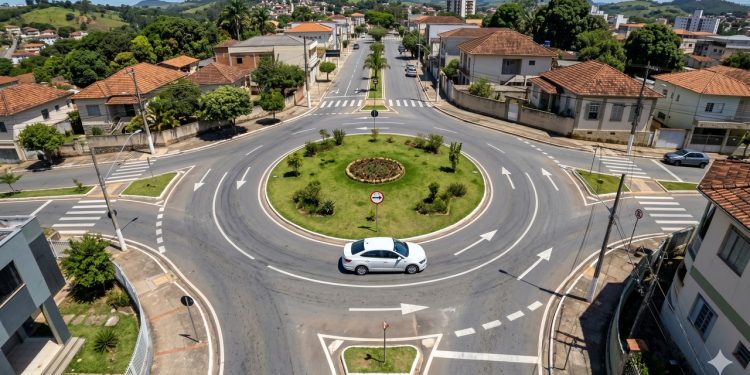 Circulação correta na rotatória evita conflitos e mantém a previsibilidade entre os veículos.