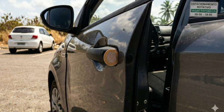 Moeda colocada na maçaneta impede abertura normal da porta