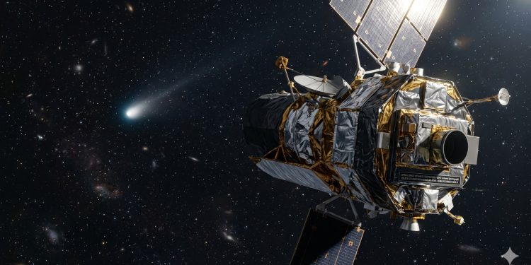Telescópio observa o 3I/ATLAS para revelar gases, poeira e moléculas da coma.