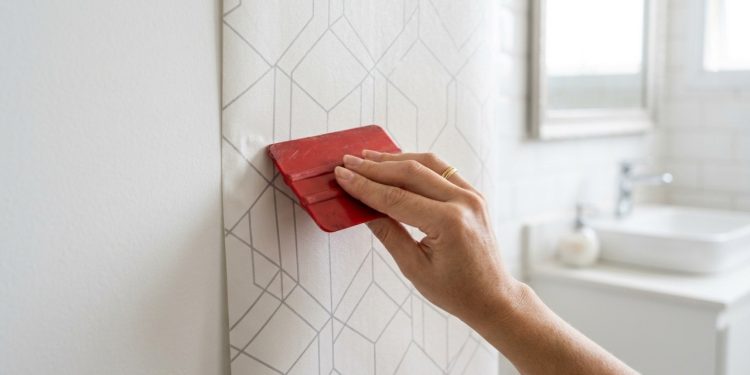 Gastei R$ 60 para aplicar papel de parede no banheiro e o visual ficou moderno sem precisar de reforma
