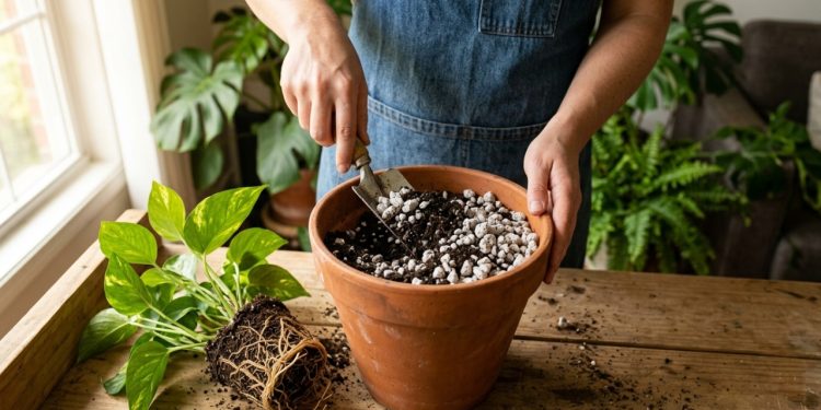 A técnica de misturar pedra-pomes no vaso se tornou a solução definitiva dos paisagistas para criar a drenagem perfeita e salvar a sua jiboia do apodrecimento precoce
