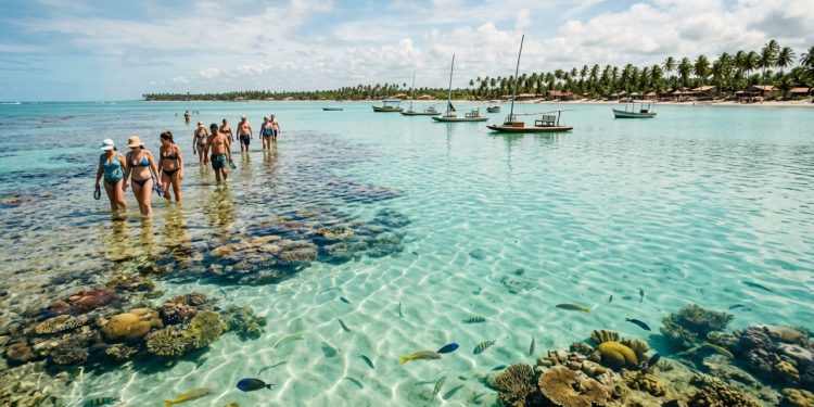 O Caribe brasileiro de Alagoas tem piscinas naturais a 6 km da costa e águas mornas de até 5 metros sobre recifes de corais