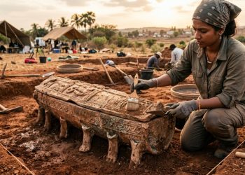 Sarcófago de 12 pernas intriga arqueólogos e revela segredos de uma antiga civilização na Índia