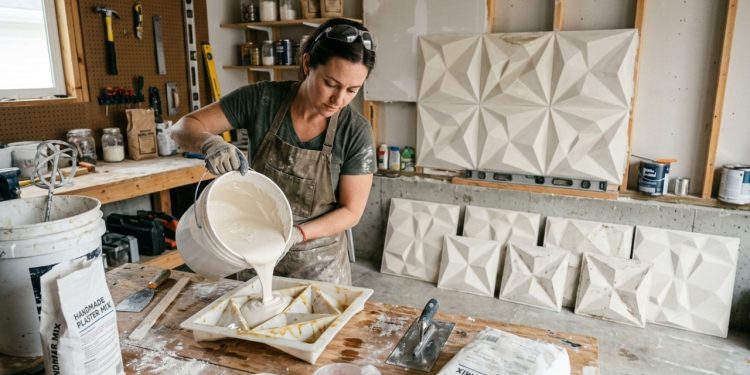 Placas 3D com gesso e argamassa reduzem custos e renovam paredes