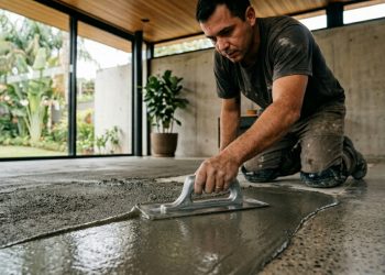Piso de cimento queimado ganha destaque pelo custo e acabamento sofisticado