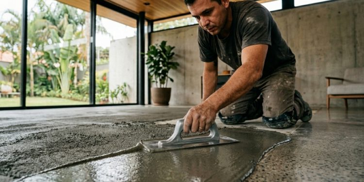 Piso de cimento queimado ganha destaque pelo custo e acabamento sofisticado