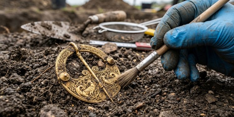 Raríssimo broche de ouro de 1.500 anos da Idade do Ferro foi encontrado na Dinamarca