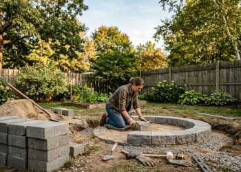 Como montar uma lareira de jardim firme e fácil de montar com blocos de concreto